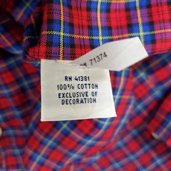 Ralph Lauren Classic Plaid Long Sleeve Button‎ Down Shirt Size Large with Logo - Picture 6 of 7